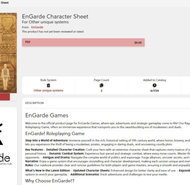 EnGarde Games is now available on DriveThruRPG!