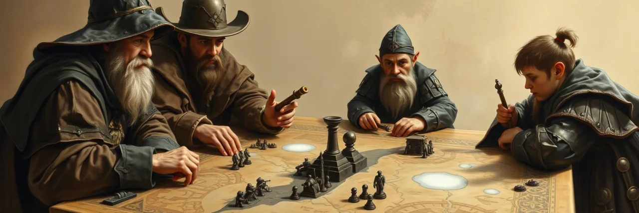 Wizards battle, and mysterious white spots. Visible brushstrokes, rich textures, re