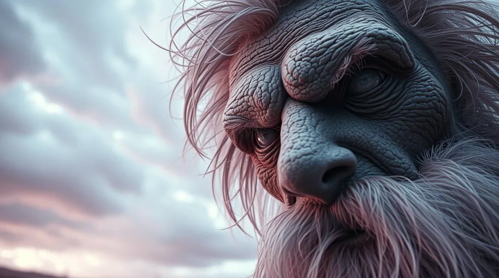 varguльф человек, detailed focus, stormy skies, high tension, otherworldly appearance